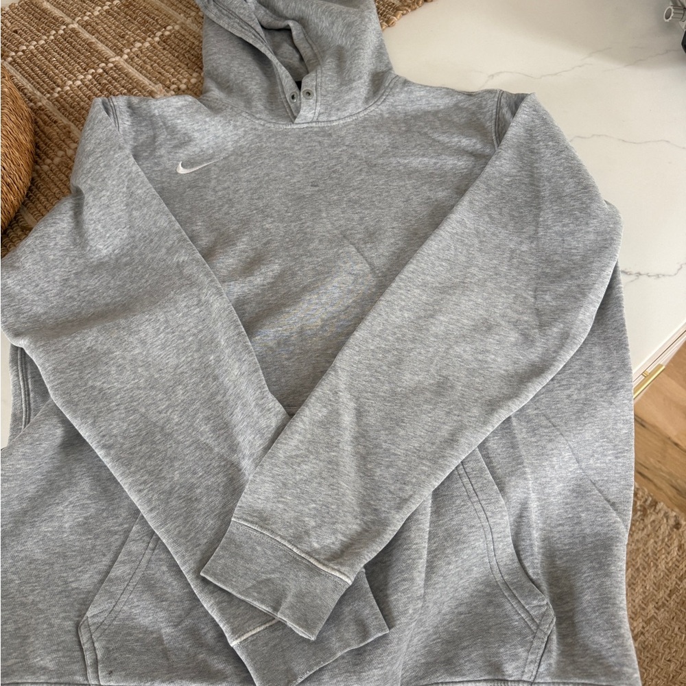 Nike Light Grey Pullover Hoodie with White Swoosh